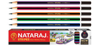 NATRAJ STRIPS BE BOLD PENCILS WITH ERASER AND SHARPNERS (PACK OF 10)