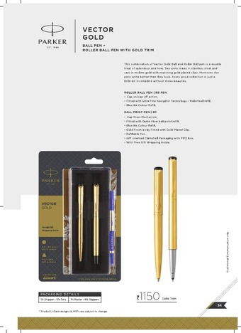 Parker Vector Gold Double Pen Set(Ball+Roller)