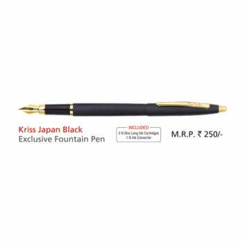 PIERRE CARDIN KRISS JAPAN BLACK EXCLUSIVE FOUNTAIN PEN (INCLUDED 3N XTRA LONG INK CARTRIDGES ,1N INK CONVERTER )