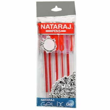 Natraj Gellix Gel Red Pen (pack of 5)