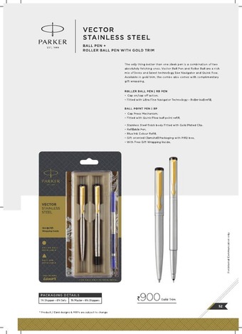 Parker Vector Steel Double Pen Set(Ball+roller) GT