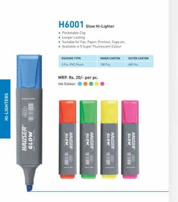 Hauser H6001 Glow Hi-Lighter Pen set (5pc)