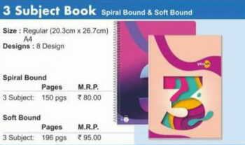 Navneet 3 Subject Book(Spiral & Soft Bound)(196pgs