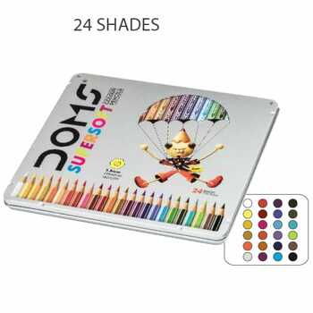 Doms FSC 24 Colour Pencil Flat Tin Pack