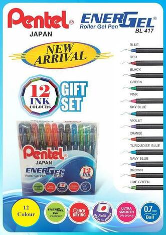 Pentel Energel Pen Mix Colour Set (12 Col)