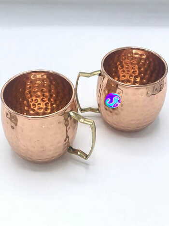 2 Pc Hammered Copper Mugs