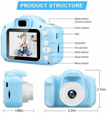 Kids Camera Children Digital Cameras Toys 1080P 2.0" IPS Screen FHD Toddler Video Recorder Great Birthday Gifts for Kids (Blue)