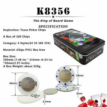 Professional Poker Chips Set with 100 Chips with Dealer Button