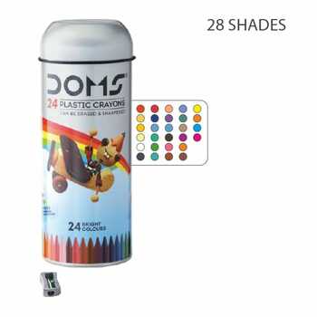 Doms Plastic Crayon 24 Shades Round Tin Pack (1pc)