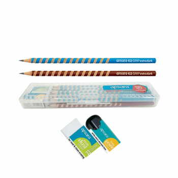 APSARA EZ GRIP PENCILS WITH FREE SHARPNER AND ERASER(PACK OF 10 PENCILS )