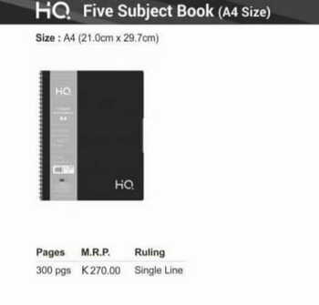 Navneet HQ Five Subject Book (A/4size)(300pgs)