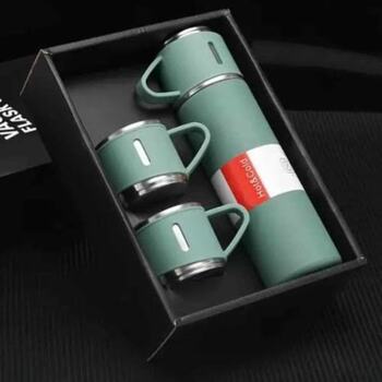 500 ml hot and cold  flask steel with 2 cups (set of 12)