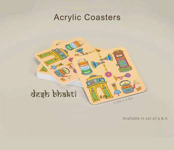 ACRYLIC COASTER (Desh  Bhakti Print Set of 6)