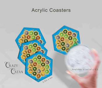 ACRYLIC COASTER (CRAZY CATAN  Print Set of 6)