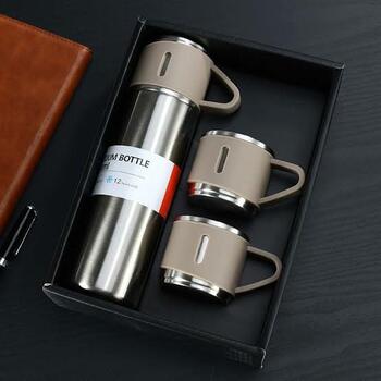 500 ml hot and cold  flask steel with 2 cups (set of 12)