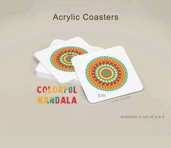 ACRYLIC COASTER (COLORFUL MANDALA Print Set of 4)