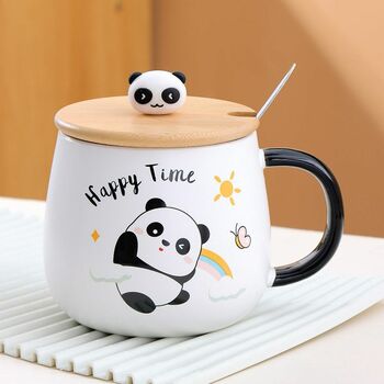 PANDA CERAMIC MUG WITH 3D PANDA AND LID