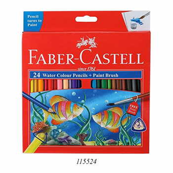 FABER-CASTELL WATER COLOUR PENCILS SET OF 24 + PAINT BRUSH