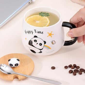 PANDA CERAMIC MUG WITH 3D PANDA AND LID