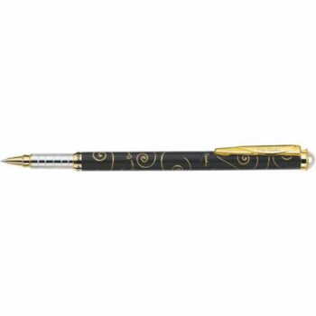 PIERRE CARDIN PEARL FLORAL BLACK AND GOLD ROLLER PEN