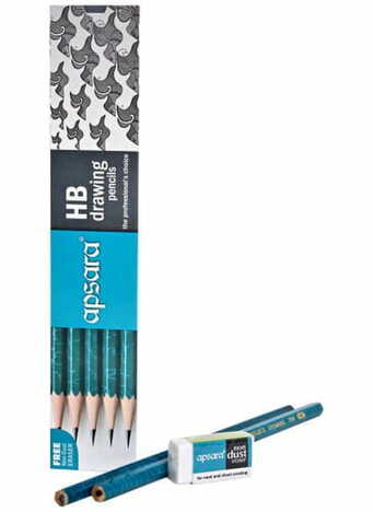 APSARA8B & 9B DRAWING PENCILS SINGLE GRADEWITH ERASER  (PACK OF 20)