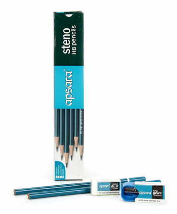 APSARA BONDED LEAD STENO HB PENCILS WITH  ERASER & SHARPNER (PACK OF 5)