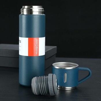 500 ml hot and cold  flask steel with 2 cups