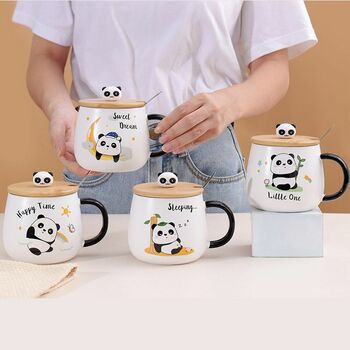 PANDA CERAMIC MUG WITH 3D PANDA AND LID