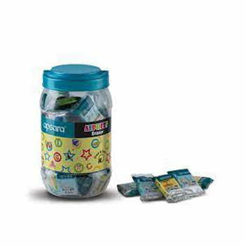 APSARA ALPHABET ERASER IN REGULAR JAR(PACK OF 50)