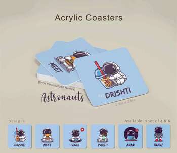 ACRYLIC COASTER (PERSONALIZED NAME IN ASTRONAUTS Print Set of 4)