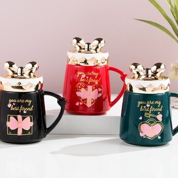 CERAMIC MUG WITH 3D  GOLDEN BOW WITH QUOTE FOR BEST FRIEND