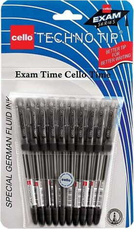 Cello Technotip Black Ballpen (Pack of 10)