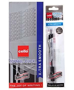 Cello Top Ball  Click Black Pen(Pack Of 10)