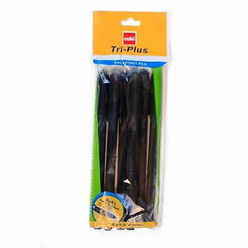 Cello Tri-Plus Black Ballpen (Pack Of 5)