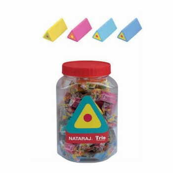 NATRAJ TRIO CHEERFUL ERASERS IN REGULAR JAR (PACK OF 60 PC )