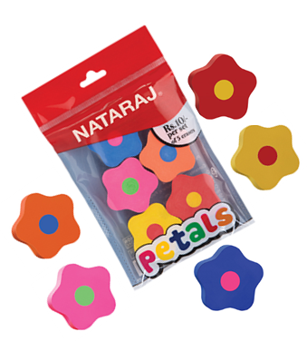 NATRAJ PETALS ERASERS 5 PC PACK EACH (SE OF 10)