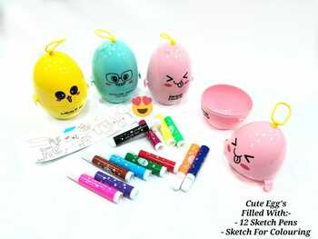 CUTE EGGS DILLED WITH MINI SKETCH  PENS (12 PC)